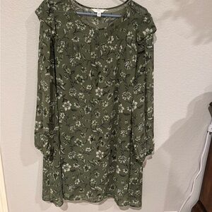 Time and Tru Green Floral Mini Dress